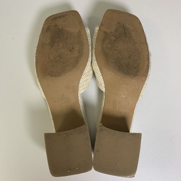 Anthropologie Silent D PEDRO White Cream Low Heeled Sandal Size 39 | US 8, 8.5 - Picture 9 of 12